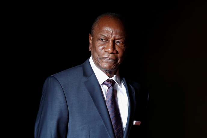 Guinea's President Alpha Conde arrives to attend a visit and a dinner at the Orsay Museum in Paris