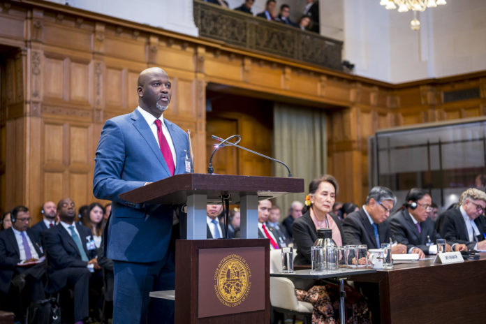 The Agent of The Gambia, H.E. S. Exc. Mr. Abubacarr Marie Tambadou, on the first day of the hearings