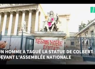 « Négrophobie d’État » : La statue de l’initiateur du Code Noir sur l’esclavage, Colbert, devant l’Assemblée nationale française, vandalisée