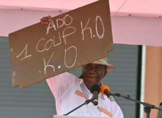 Investiture hier : Ouattara prédit sa » victoire par coup KO », deux morts et marchés, cars, boutiques incendiés dans plusieurs villes