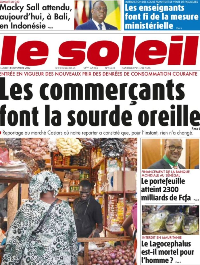 Le Soleil du lundi 14 novembre