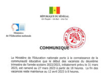 EDUCATION NATIONALE: Les vacances de Pâques anticipées (Document)
