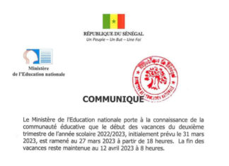 EDUCATION NATIONALE: Les vacances de Pâques anticipées (Document)