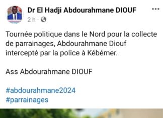 En tournée dans le Nord : Dr Abdourahamne Diouf intercepté par la police
