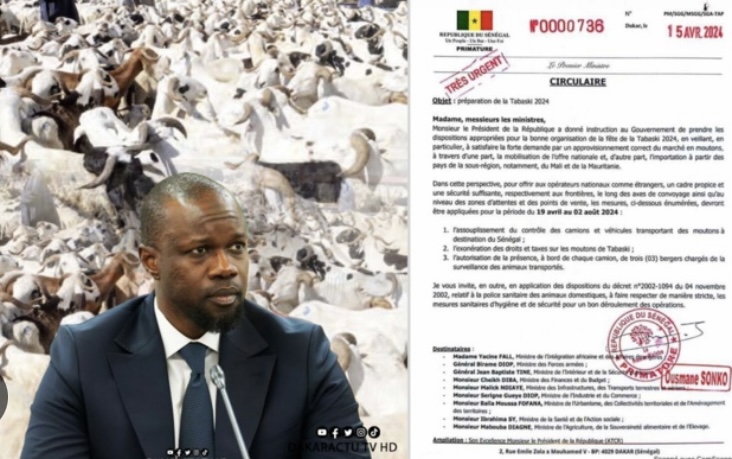 TABASKI 2024 : Le Premier ministre Ousmane Sonko annonce des mesures pour garantir l’approvisionnement en moutons