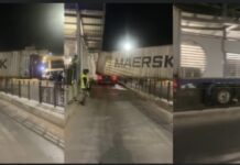 GRAND YOFF : Un camion conteneur tente de forcer le passage du BRT malgré les restrictions en place