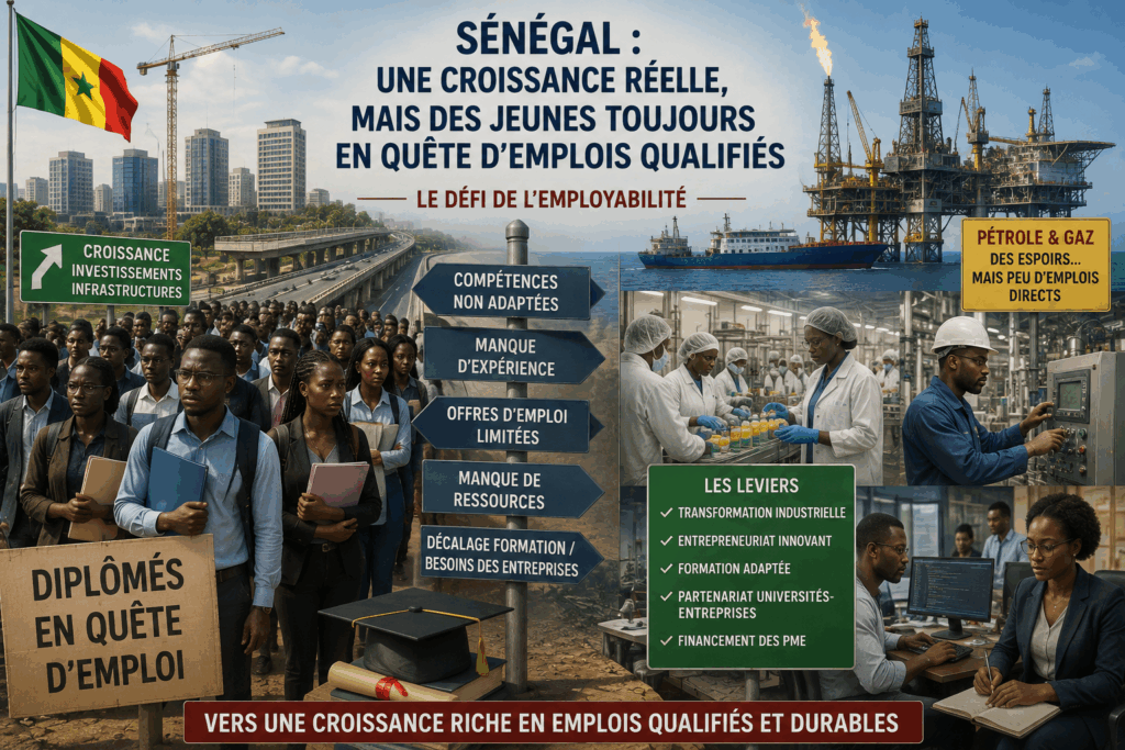 [EMPLOI DES JEUNES AU SÉNÉGAL]  POURQUOI LA CROISSANCE ÉCONOMIQUE NE CRÉE TOUJOURS PAS SUFFISAMMENT D’EMPLOIS QUALIFIÉS